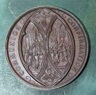 Magnifique Médaille De Communion En Bronze 1873 - Paroisse St Pierre De Montmartre (Paris) Religious Medal - Religione & Esoterismo
