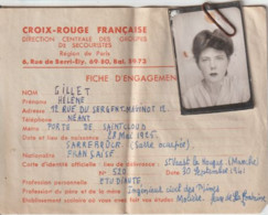 Guerre 1939-1945 - CROIX-ROUGE FRANÇAISE - Fiche D'Engagement Hélène GILLET (avec 2 Photos) - Guerra 1939-45