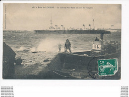 Carte Rade De Lorient La Cale De Pen Mané Jour De Tempête ( Paquebot Ou Navire De Guerre + Remorqueur ) - Guerre