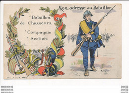 Carte Militaire Illustrateur Malespina  ( Halte La )( Recto Verso ) - Humour