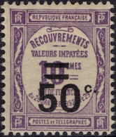 FRANCE Taxe  51 ** MNH Type Recouvrements Valeurs Impayées Avec Nouvelle Valeur En Surcharge (CV 11 €) - 1859-1959 Mint/hinged