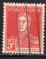 ARGENTINA 1916 GENERAL JOSE DE SAN MARTIN CENT. 5c USATO USED OBLITERE' - Oblitérés