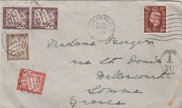 Lettre Taxée D'Edinburgh (UK) Vers Hallencourt (Somme) 1938 - Postage Due Covers