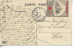 Erinnophilie BRIDES LES BAINS Savoie Vignette Union Des Femmes De France Croix Rouge Sur Cpa Le Bois De Cythere 1912  .G - Croce Rossa