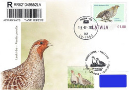 Latvia Lettland Lettonie 2021 (11-1) Birds Of Latvia - Grey Partridge + Personalized Stamp (addressed FDC) - Lettonia