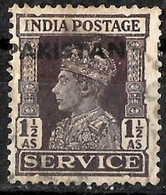 INDIA 1947 King George V1 OVERPRINTED PAKISTAN One And Half Anna HANDSTAMP Error Used - Gebruikt