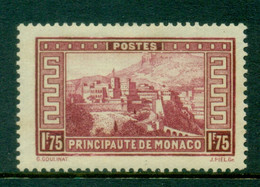 Monaco 1932-37 Pictorial, Royal Palace, Carmine Rose 1.75f MLH - Unused Stamps