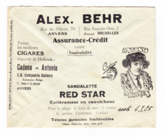 Enveloppe Publicitaire Des CCP - Chèques Postaux - Cigares " Antonio " ,sandalette RED STAR Bruxells/Anvers- 1933 (B295) - Advertising