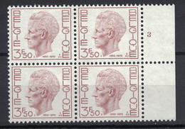 COB / OBP 1543 Blok Van 4 Plaatnr 3 / Bloc De 4 N° De Planche 3 - Elström - 1961-1970