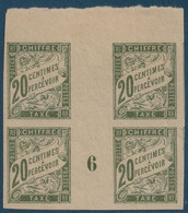 Colonies Générales France Taxe N°21**  Millésime Bloc De 4 Haut De Feuille Fraicheur Postale TTB - Strafportzegels