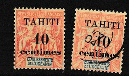 Tahiti Timbre Des Colonies Oceanie   10c Sur 40c Variete - Ongebruikt