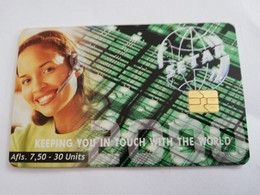 ARUBA CHIP  CARD   SETAR  KEEPING YOU IN TOUCH   CHIP 1    AFL 7,50   Fine Used Card  **6709** - Aruba