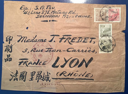 China PRC SHANGHAI 1952 Parcel>Lyon France RARE FRANKING Highest Value 1st Tiananmen Set (Chine Lettre Cover - Covers & Documents