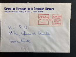 LETTRE VIGNETTE G1 à 002,00 Du 06 10 83 NANTES RP PL DE BRETAGNE 44000 + CENTRE DE FORMATION DE LA PROFESSION BANCAIRE - Storia Postale