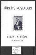 Turkey 1940 - Mi Block 1(Mi 1071) ,Scott 841 MNH - Unused Stamps
