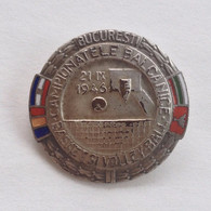 Badge Pin ZN000129 - Basketball & Volleyball Romania Bucharest Balkan Championship 1946 - Basketball