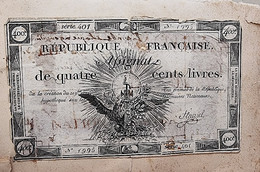 Assignat 400 Livres. Du 21 Novembre 1792. An Premier De La République.Signé Fleuriel - Zonder Classificatie