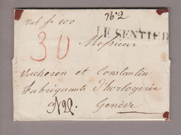 CH Heimat VD Le Sentier 1857-06-29 Wertbrief Nach Genève - Lettres & Documents