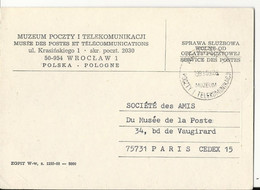 Carte Du Muzeum Poczty I Telekomunikacji Pour Le Musée De La Poste De Paris - 1993 - Covers & Documents