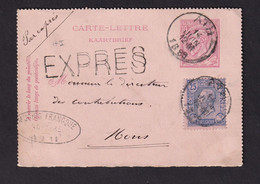 SJ 012 -  Carte-Lettre Type TP 46 + TP 48 En EXPRES - ATH 1888 Vers MONS - Cachet Privé Notaire Mucius Francqué - Cartes-lettres