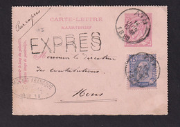 SJ 012 -  Carte-Lettre Type TP 46 + TP 48 En EXPRES - ATH 1888 Vers MONS - Cachet Privé Notaire Mucius Francqué - Postbladen