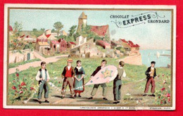 Trade Card. Chromo.chocolat Express, Grondard. Lithographie Minot. Jeux D'enfants, Le Cerf-volant. - Other