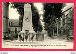 CPA (Ref : AA 644) PONTVALLAIN (72 SARTHE) Monument Commémoratif Des Soldats De La Grande Guerre 1914 1918 Av De La Gare - Pontvallain