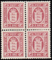 1906. DANMARK. Official. 3 ØRE TJENESTEFRIMÆRKE Watermark New Crown Perf 12½. Hinged 4-blo... (Michel Di 4ZB) - JF513803 - Dienstmarken