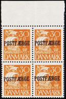 1927. Parcel Post (POSTFÆRGE). Karavel. 30 Øre Yellow. Never Hinged Block Of Four. LUXUS:  (Michel PF13) - JF513822 - Parcel Post
