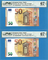 50 EURO SPAIN DRAGHI PAREJA VB-V018A1 PMG 67-67 (D232) - 50 Euro