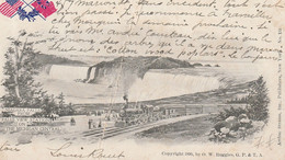 Cp 1901 Niagara Falls Obl Drapeau Fall Station 2 C Pour La France  (train édit Copyright 1895 Ruggles) - Niagara Falls