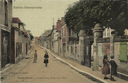 HAUTVILLERS 51   /   Edition Champenoise   /  Grande Rue Allant à La Poste  ( CPA D' Aspect Toilé En Couleurs Vers 1908) - Sonstige Gemeinden