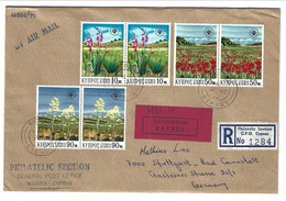 Registerd Expres By Air Mail Cover To Germany 1990 Flowers - Lettres & Documents