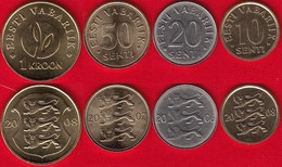 Estonia Set Of 4 Coins: 10 Senti - 1 Kroon 2006-2008 UNC - Estonia