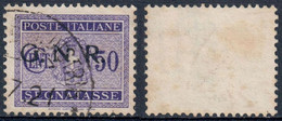 REPUBBLICA SOCIALE ITALIANA / RSI 1944 FRANCOBOLLO SEGNATASSE DA C. 50 SOPRASTAMPA G.N.R. - USATO ⦿ SASSONE 53 - Taxe