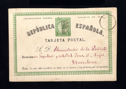 15785-ESPAÑA-SPAIN.OLD POSTCARD GERONA To BARCELONA.1874.Tarjeta Postal 1ª REPUBLICA.carte Postale.POSTKARTE - Cartas & Documentos