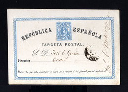 5129-ESPAÑA-SPAIN.OLD POSTCARD PUERTO De STA.MARIA To CADIZ.1875.Tarjeta Postal 1ª REPUBLICA.carte Postale.POSTKARTE - Covers & Documents