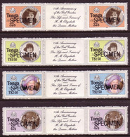 Tonga 1985 Queen Mother As A Young Girl Guide Specimen Strips - Tonga (1970-...)