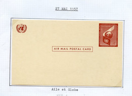 NU New York - Vereinte Nationen Entier Postal 1957 Y&T N°EPPA1957-01 - Michel N°GZSF1957-01 *** - 4c Aile Et Globe - Lettres & Documents