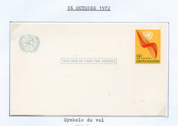 NU New York - Vereinte Nationen Entier Postal 1972 Y&T N°EP1972-01 - Michel N°GZS1972-01 *** - 9c Aile Stylisée - Covers & Documents