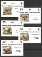 Burundi 2012 Animals - Lions - 5 IMPERFORATE MS MNH - 2010-2019: Nieuw/plakker
