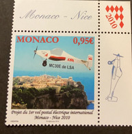 SP) 2010 MONACO, FIRST INTERNATIONAL ELECTRIC MAIL FLIGHT, MNH - Other & Unclassified