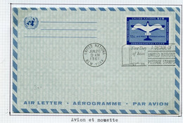 NU New York - Vereinte Nationen Aérogramme 1961 Y&T N°AE1961-01 - Michel N°LL1961-01 (o) - 11c Avion Et Mouette - Lettres & Documents