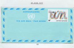 NU New York - Vereinte Nationen Aérogramme 1977 Y&T N°AE1977-01 - Michel N°LL1977-01 *** - 22c UN Stylisé - Storia Postale