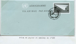 NU New York - Vereinte Nationen Aérogramme 1982 Y&T N°AE1982-01 - Michel N°LL1982-01 (o) - 30c Avion En Papier - Cartas & Documentos