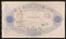 FRANCIA France 500 FRANCS 500 F 1888-1940 ''Bleu Et Rose'' 2 2 1939 LOTTO 3495 - 500 F 1888-1940 ''Bleu Et Rose''