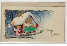 CARTE VOEUX ET BONNE ANNEE- Joyeux Noel , Dessin Accordéon , Crèche Et Moutons . - Altri & Non Classificati