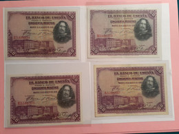 50 Pesetas Velasquez 1928 4 Billets - 50 Peseten