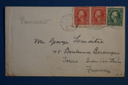 AL12  ETATS UNIS  BELLE LETTRE  1916  PHILADELPHIA   POUR TOURS + PAIRE DE TP   +AFFRANCH. INTERESSANT - Storia Postale