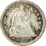 Monnaie, États-Unis, Half Dime, 1853, Philadelphie, Rare, TB+, Argent, KM:62.2 - Half Dimes